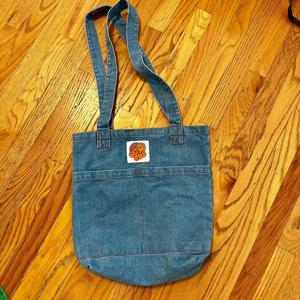 Big Bud Press Denim Tote with Orange Patch